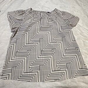 Nine West Cream and Black Patterned Blouse